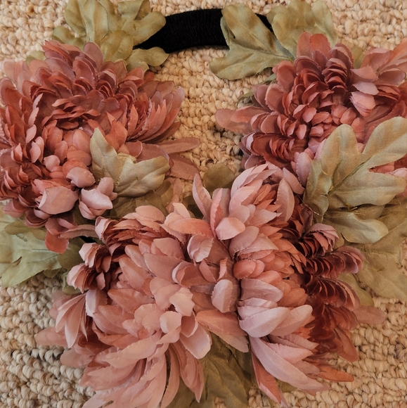 Handmade Flower WreathWrapped in Black 8 Inch - Picture 2 of 5